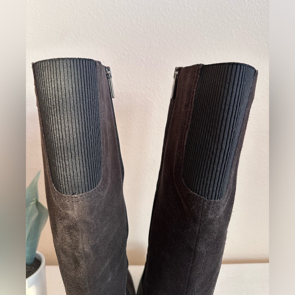 New AQUATALIA Brown Suede Trim Embellished Knee Height Riding Boots Women’s 11 - Picture 8 of 15
